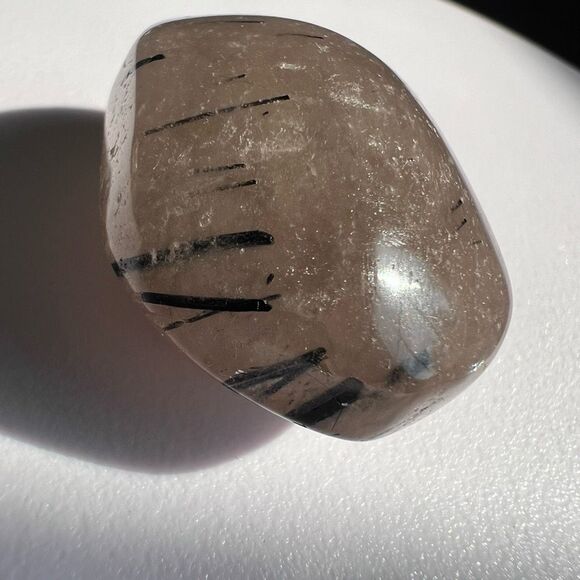 Black Rutilated Quartz Crystal Palmstone (#4) - Picture 4 of 12